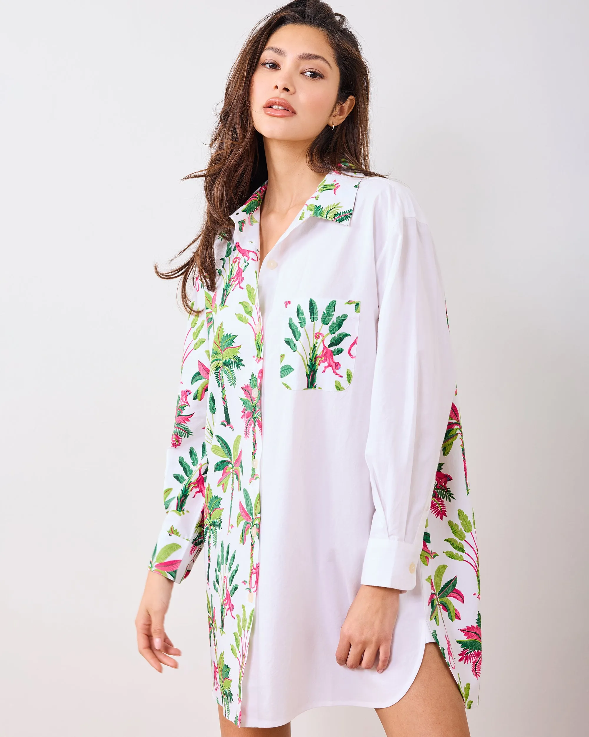 Royal Palms - Everyday Button Down - Pink Basil