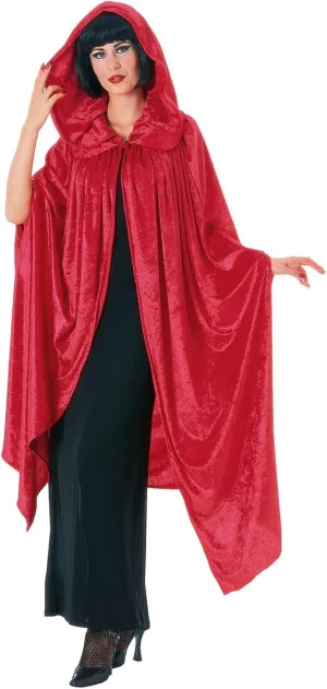 Rubies Costume Co. Women's 63" Crushed Velvet Hooded Costume Cloak with Collar