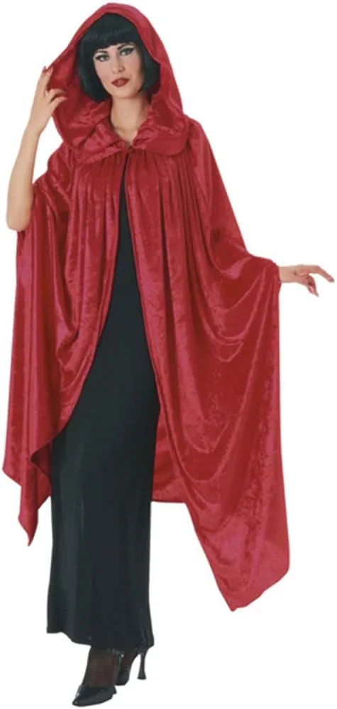 Rubies Costume Co. Women's 63" Crushed Velvet Hooded Costume Cloak with Collar