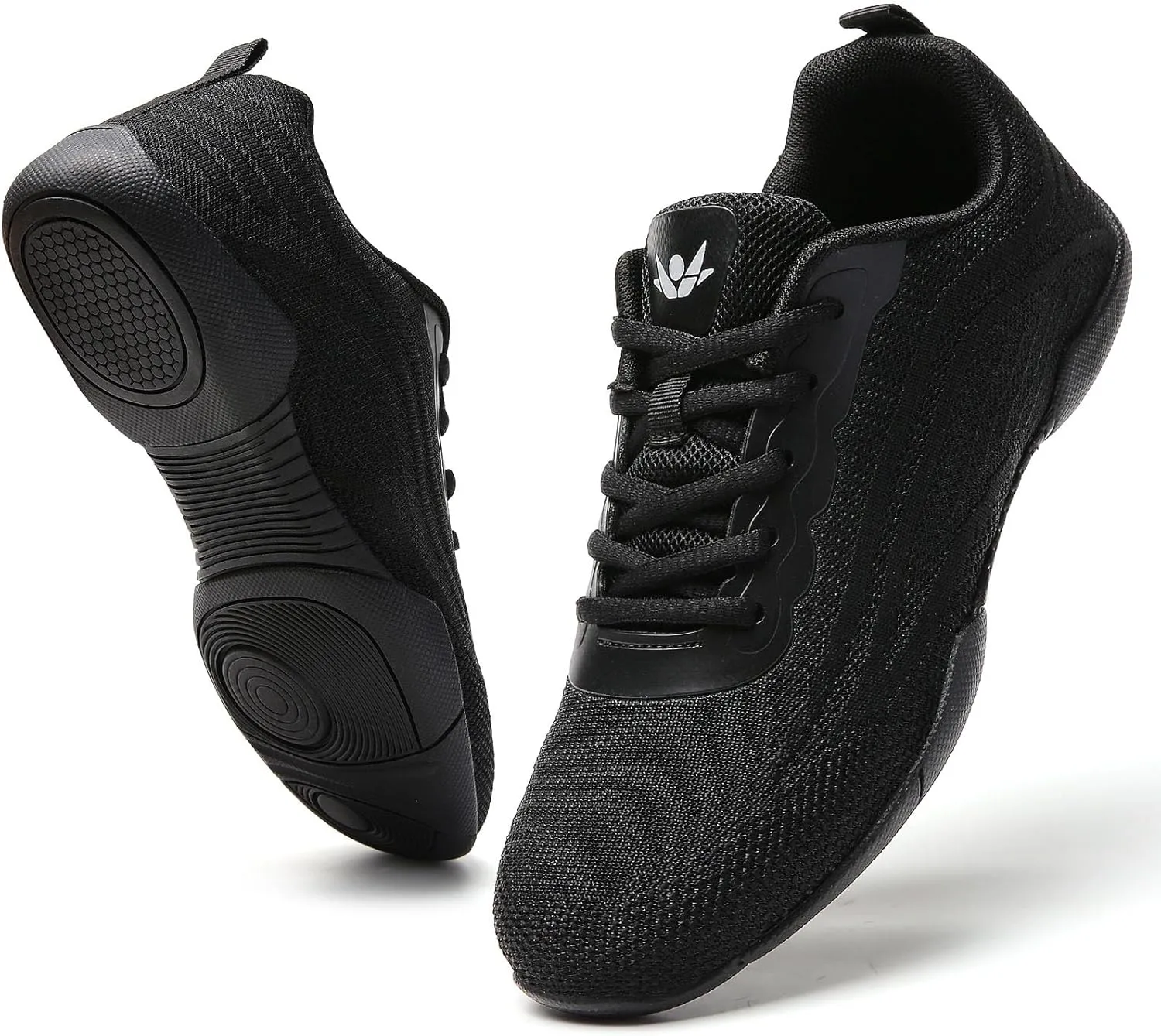SECHRITE Cheer Shoes Women White Black Cheerleading Dance Sneakers for Cheer Practice and Competition, Athletic Flat Walking Tennis Shoes for Adults