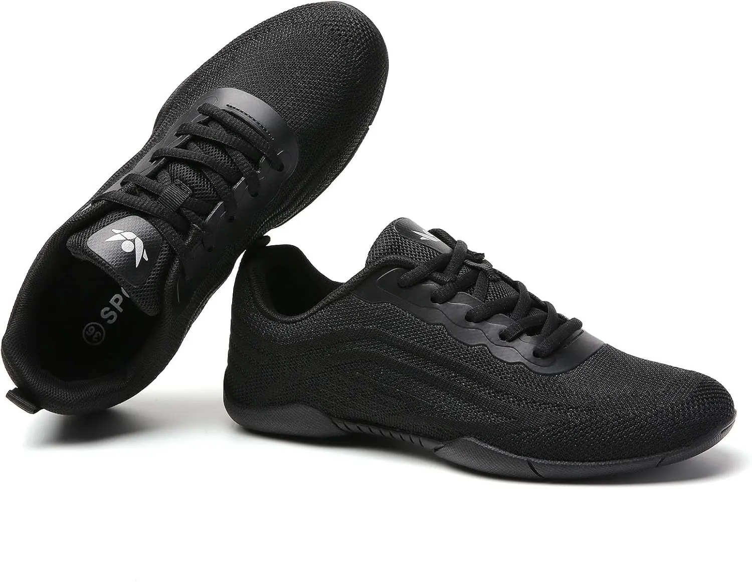 SECHRITE Cheer Shoes Women White Black Cheerleading Dance Sneakers for Cheer Practice and Competition, Athletic Flat Walking Tennis Shoes for Adults