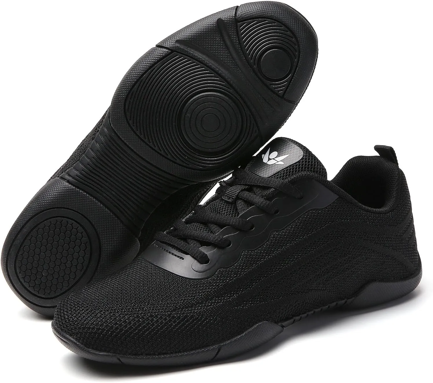 SECHRITE Cheer Shoes Women White Black Cheerleading Dance Sneakers for Cheer Practice and Competition, Athletic Flat Walking Tennis Shoes for Adults