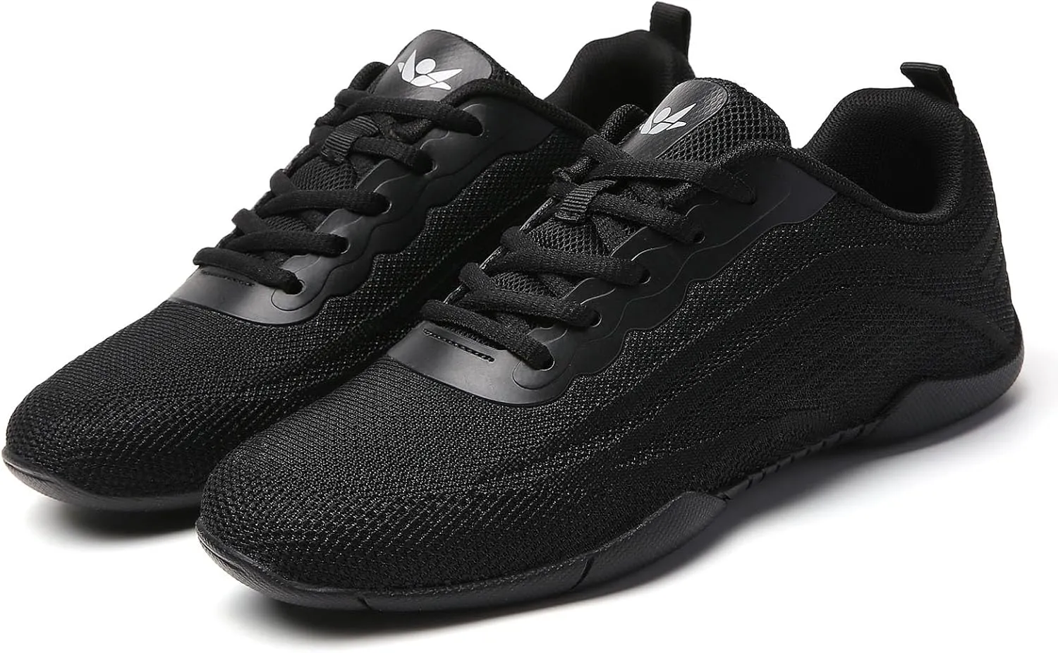 SECHRITE Cheer Shoes Women White Black Cheerleading Dance Sneakers for Cheer Practice and Competition, Athletic Flat Walking Tennis Shoes for Adults