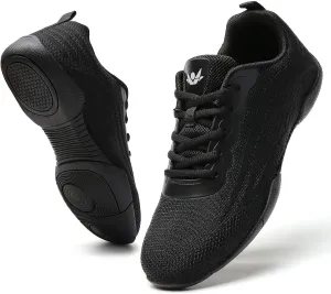 SECHRITE Cheer Shoes Women White Black Cheerleading Dance Sneakers for Cheer Practice and Competition, Athletic Flat Walking Tennis Shoes for Adults
