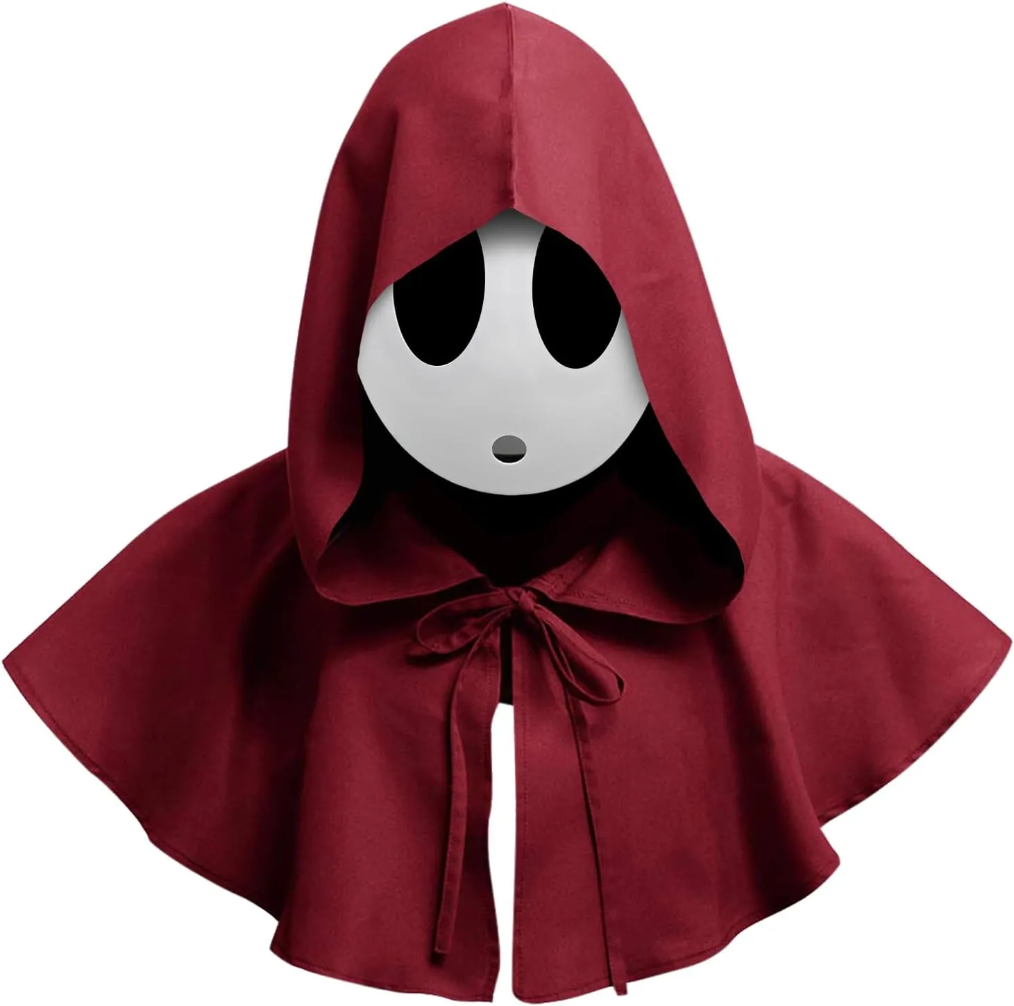 Shy Guy Mask Costume Halloween 2pcs Scream Anime Face Mask with Knight Cloak White Shy Guy Cosplay Mask Costumes Props