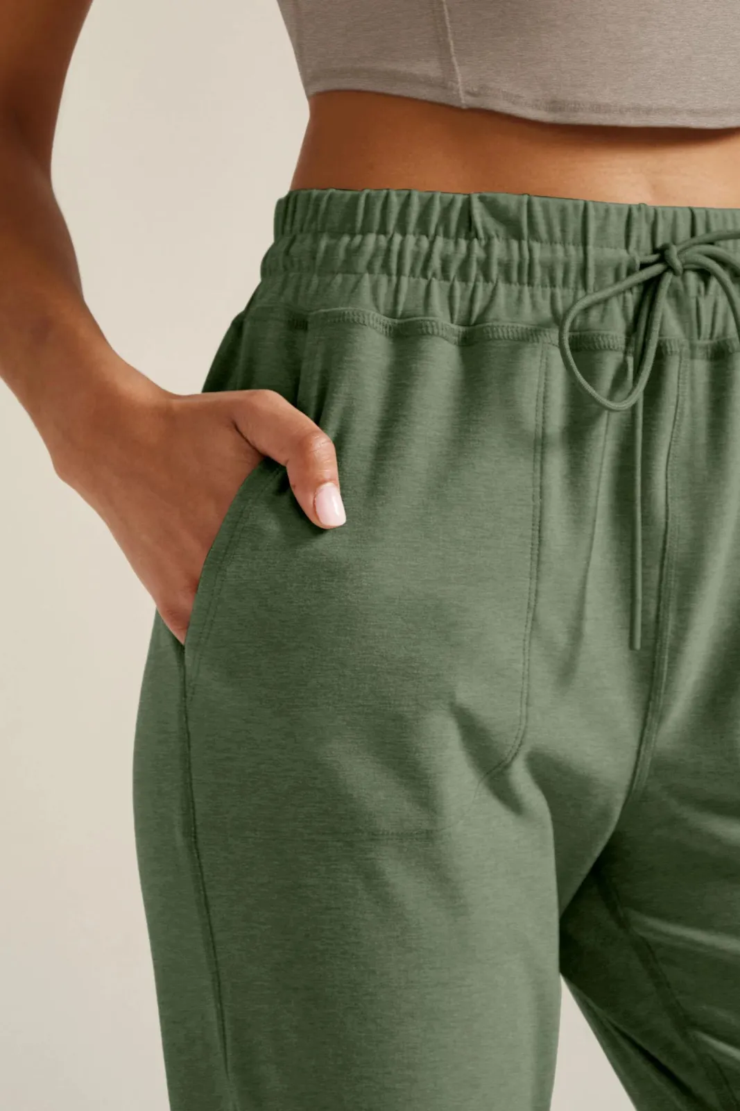 Spacedye Commuter Midi Jogger, Moss Green Heather