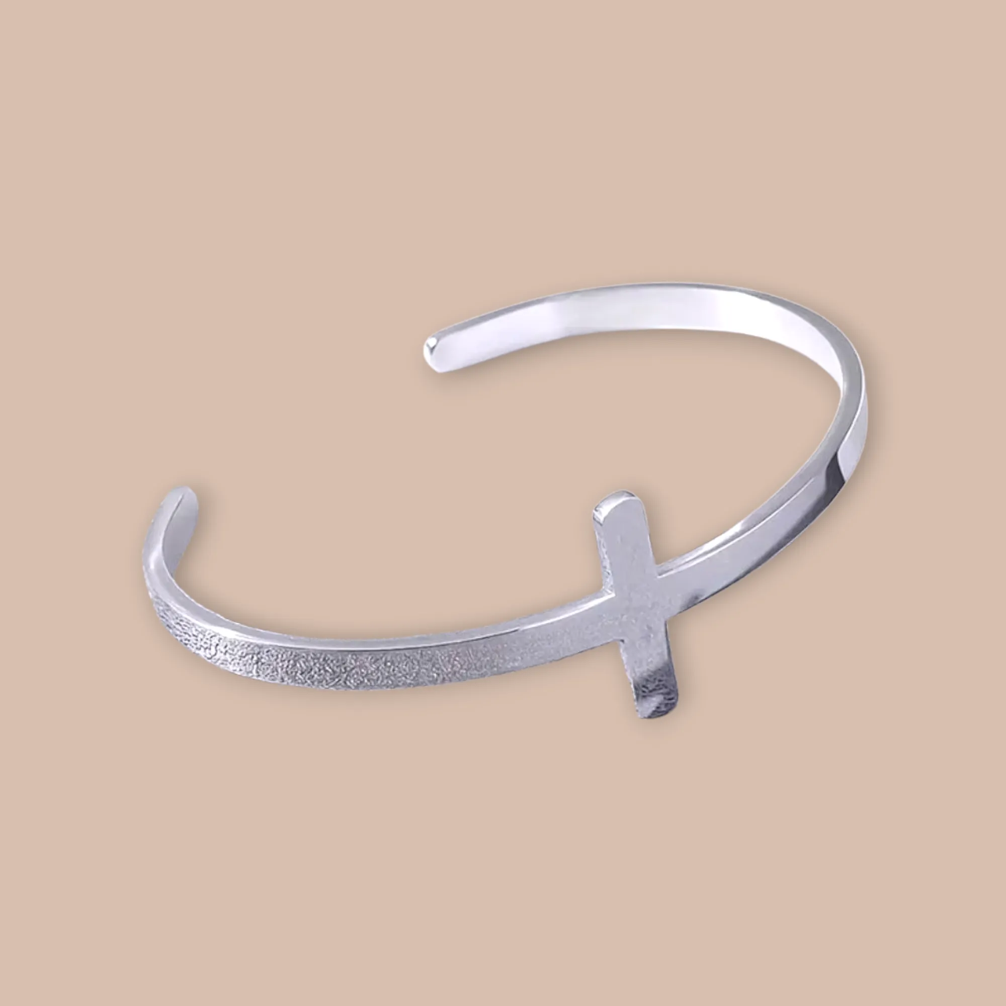 Stainless Steel Cross Cuff Bangle