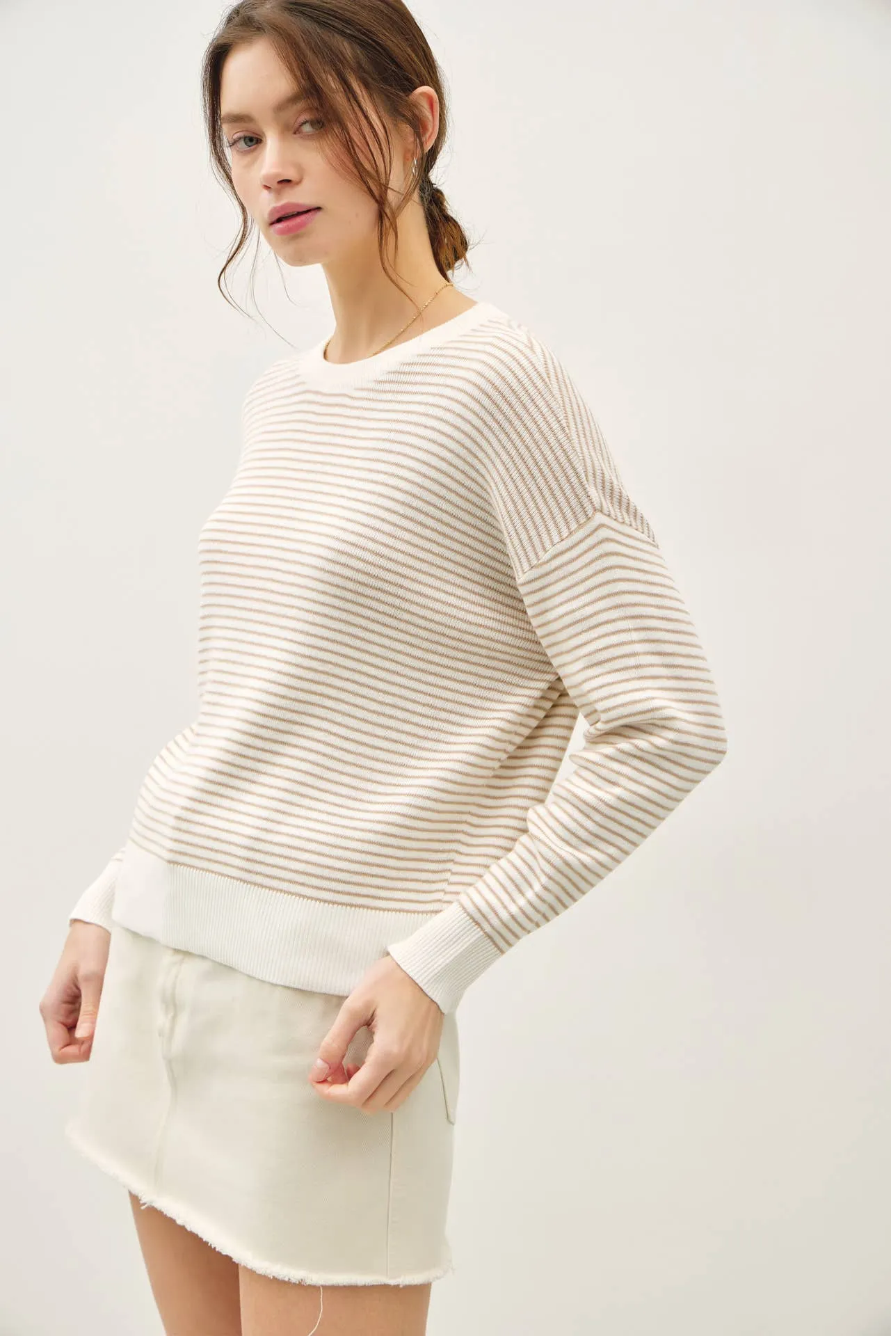 STRIPED LONG SLEEVE SWEATER