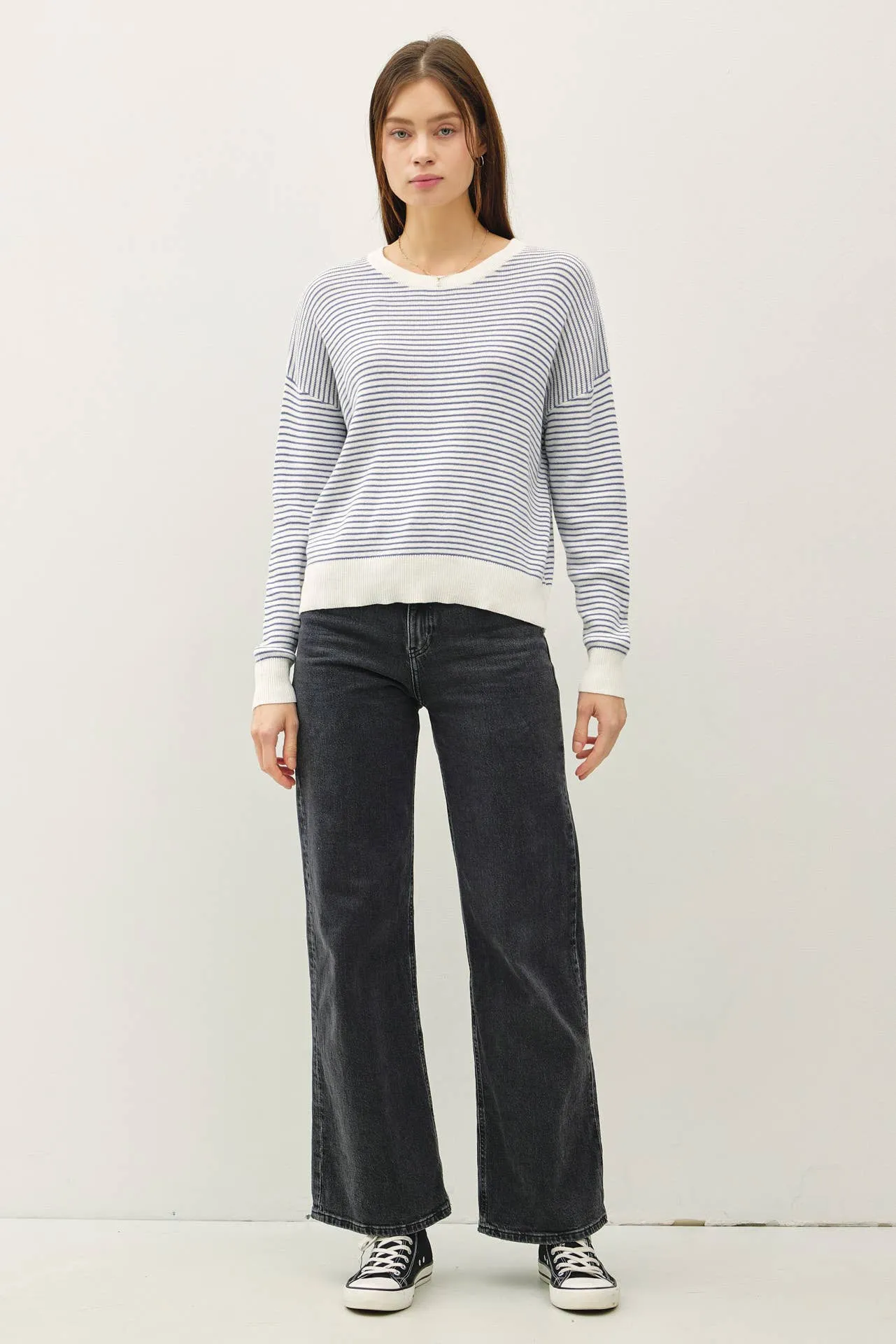 STRIPED LONG SLEEVE SWEATER