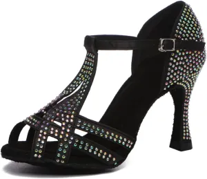 SWDZM Women's Latin Dance Shoes T-Strap Ballroom Tango Character Performance Practice Dancing Shoes,Model-YCL558