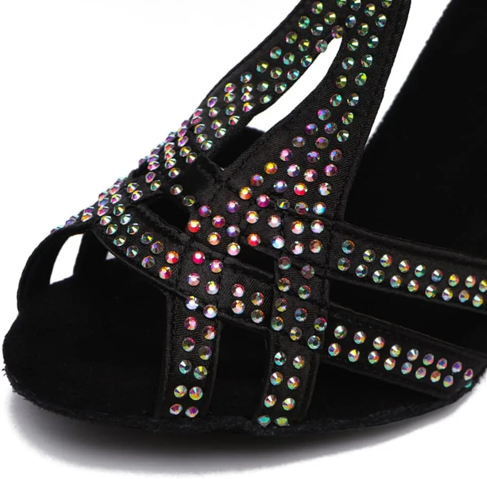 SWDZM Women's Latin Dance Shoes T-Strap Ballroom Tango Character Performance Practice Dancing Shoes,Model-YCL558