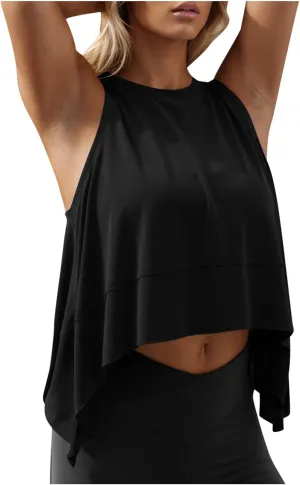 Tank Top for Women Summer Sleeveless Loose Fit Workout Tops Plus Size Crewneck Casual Cropped Tanks Blouse