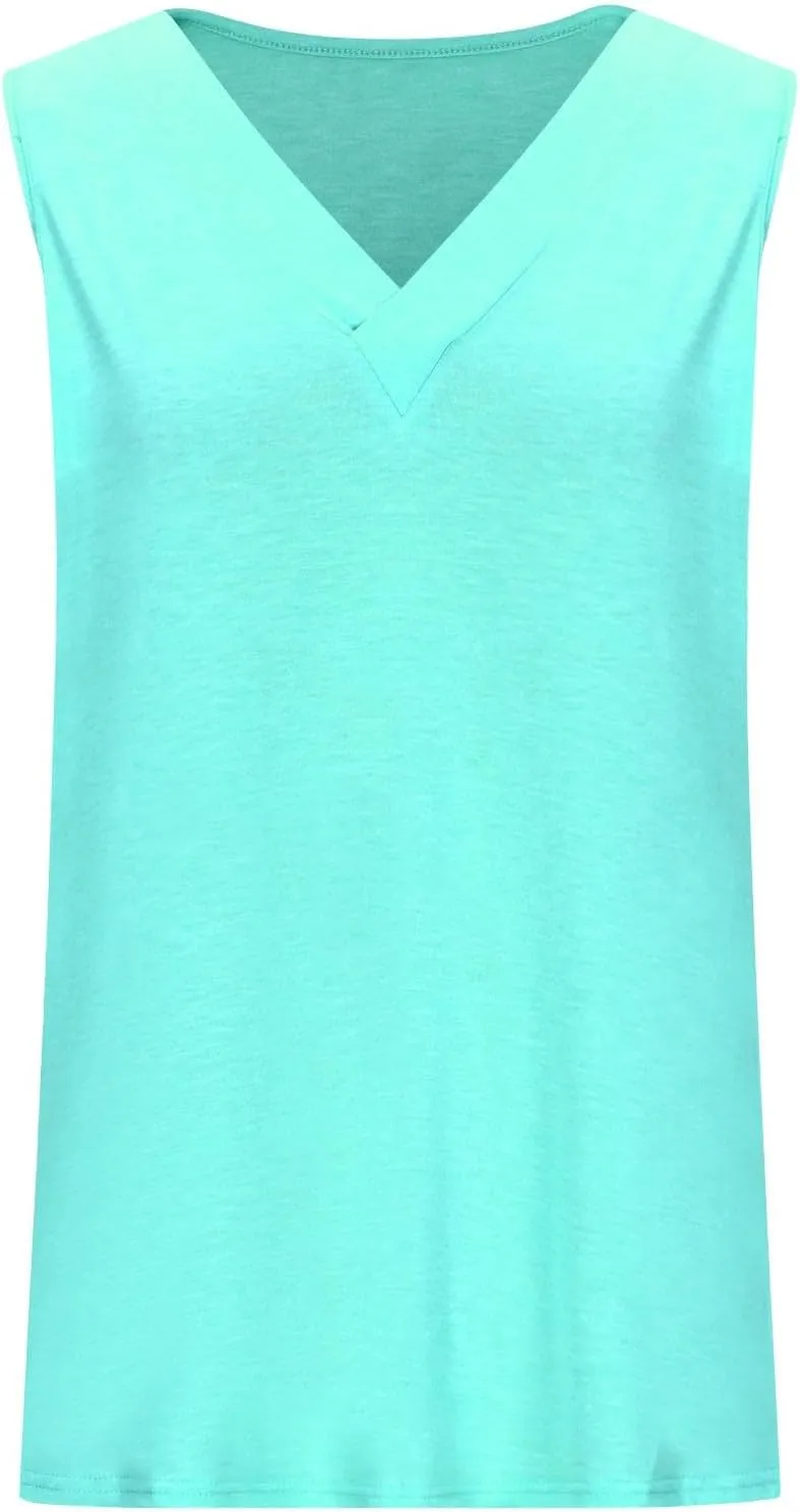 Tank Top for Women Trendy V Neck Camisole Top Loose Fit Sleeveless Blouse 2025 Summer Vacation Outfits Plain Shirts
