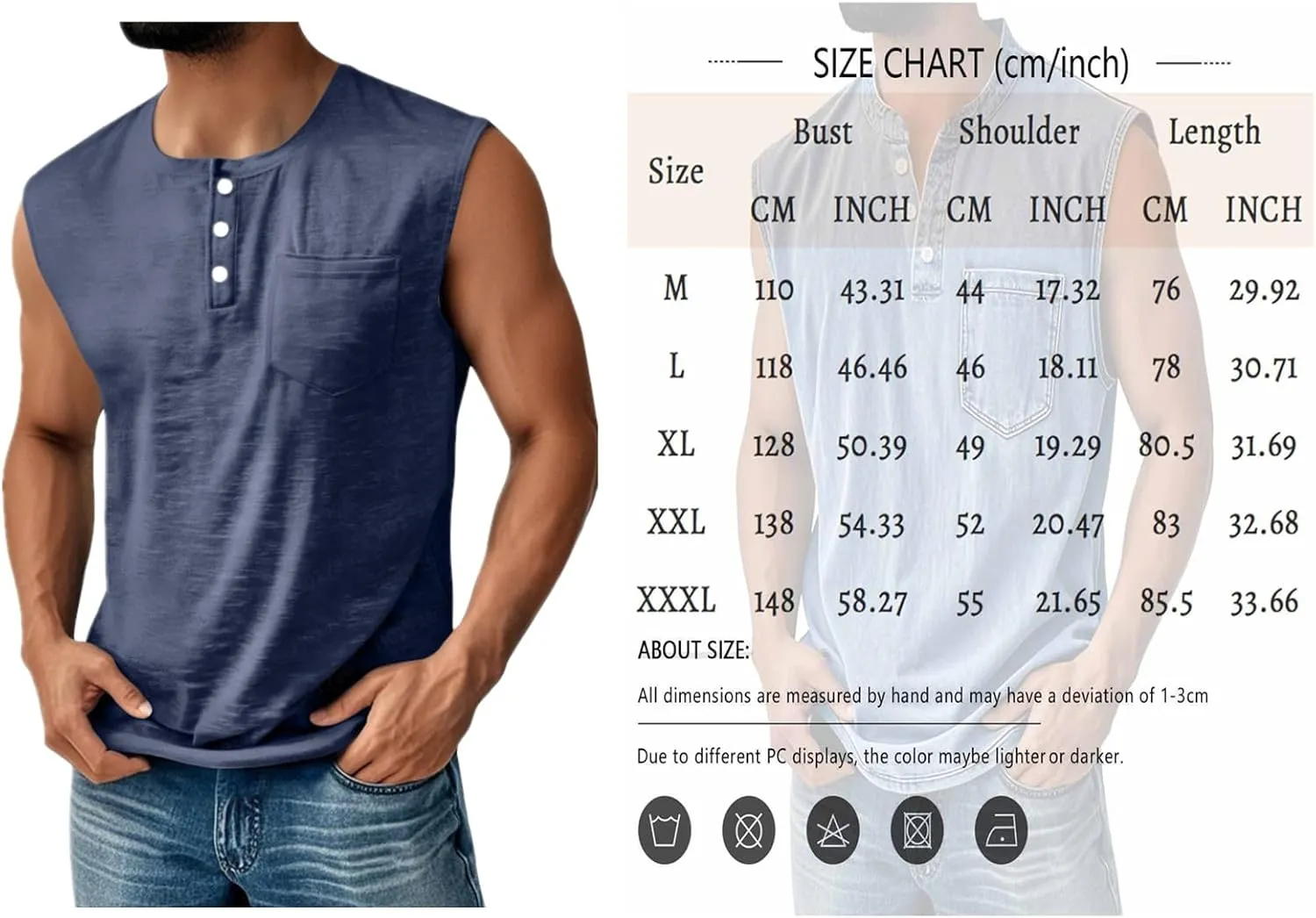 Tank Tops Men Henley Shirts for Men Sleeveless Muscle Gym Workout Running Beach Summer Vintage Button Down Tank Tops