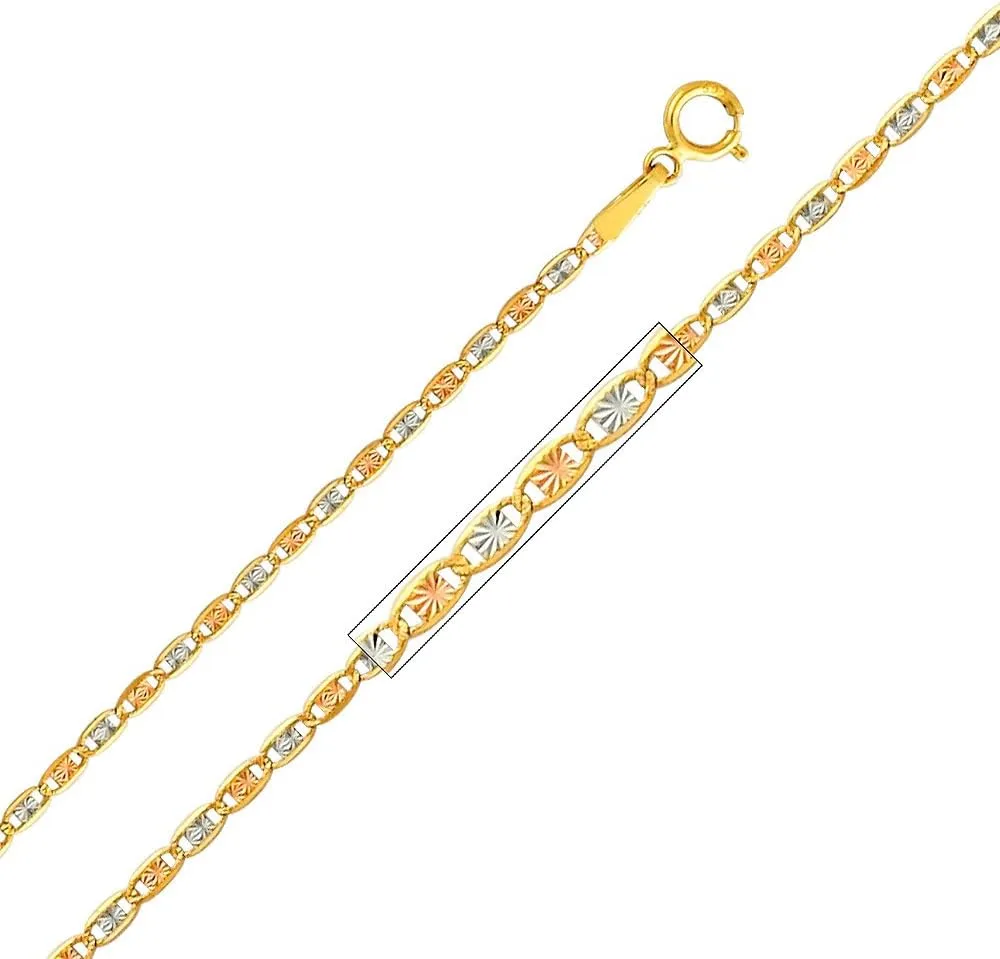 The World Jewelry Center 14k Real Tri Color Gold 15 A?os Pendant with 1.5mm Diamond Cut Chain Necklace