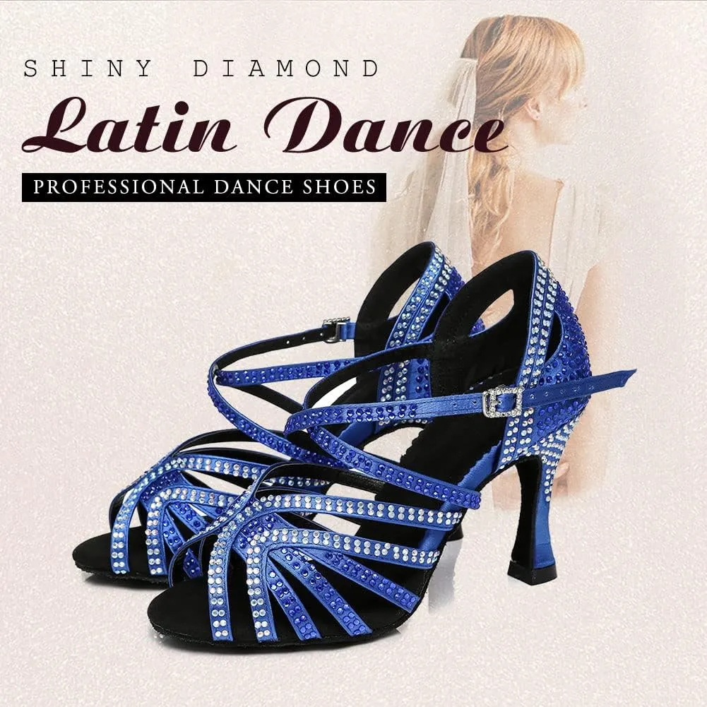 TINRYMX Latin Dance Shoes Women Rhinestones Tango Salsa Performance Ballroom Party Dance Shoes,Model-L373