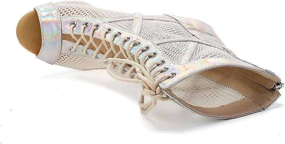 TINRYMX Women Ballroom Dance Boots Latin Salsa Performance Practice Hight Heel Dance Shoes, Model-DSK99