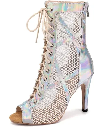 TINRYMX Women Ballroom Dance Boots Latin Salsa Performance Practice Hight Heel Dance Shoes, Model-DSK99