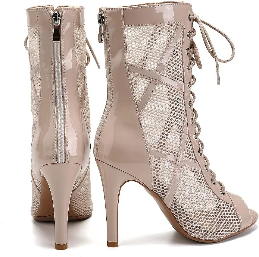 TINRYMX Women Ballroom Dance Boots Latin Salsa Performance Practice Hight Heel Dance Shoes, Model-DSK99