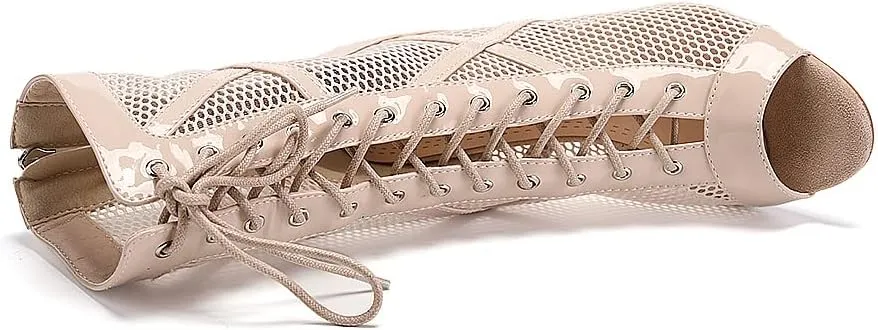 TINRYMX Women Ballroom Dance Boots Latin Salsa Performance Practice Hight Heel Dance Shoes, Model-DSK99