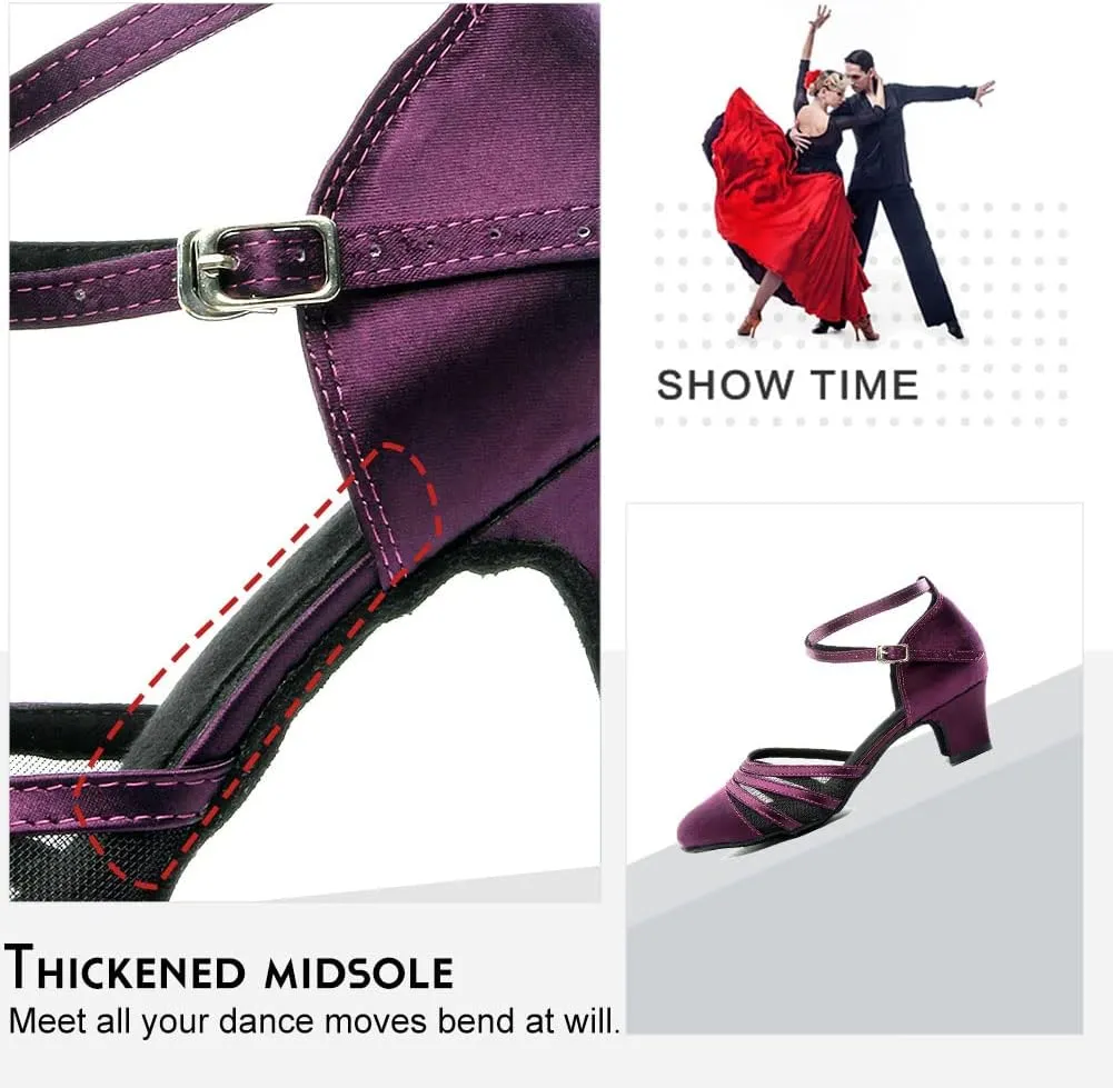 TINRYMX Women Latin Dance Shoes Closed Toe Salsa Tango Performance Party Ballroom Dance Shoes,Model-YCL117/L189