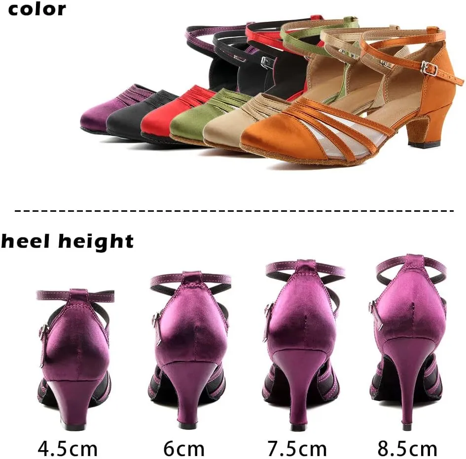 TINRYMX Women Latin Dance Shoes Closed Toe Salsa Tango Performance Party Ballroom Dance Shoes,Model-YCL117/L189