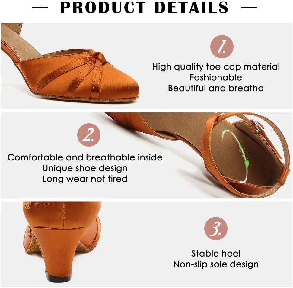 TINRYMX Women Latin Dance Shoes Closed Toe Salsa Tango Performance Party Ballroom Dance Shoes,Model-YCL117/L189