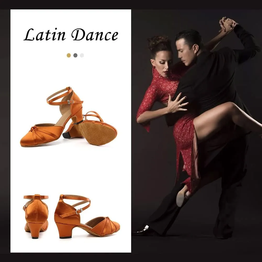 TINRYMX Women Latin Dance Shoes Closed Toe Salsa Tango Performance Party Ballroom Dance Shoes,Model-YCL117/L189