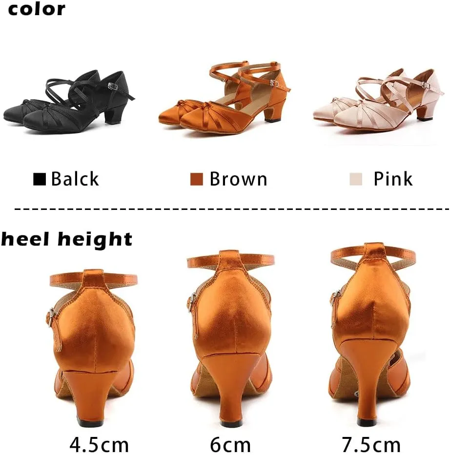 TINRYMX Women Latin Dance Shoes Closed Toe Salsa Tango Performance Party Ballroom Dance Shoes,Model-YCL117/L189