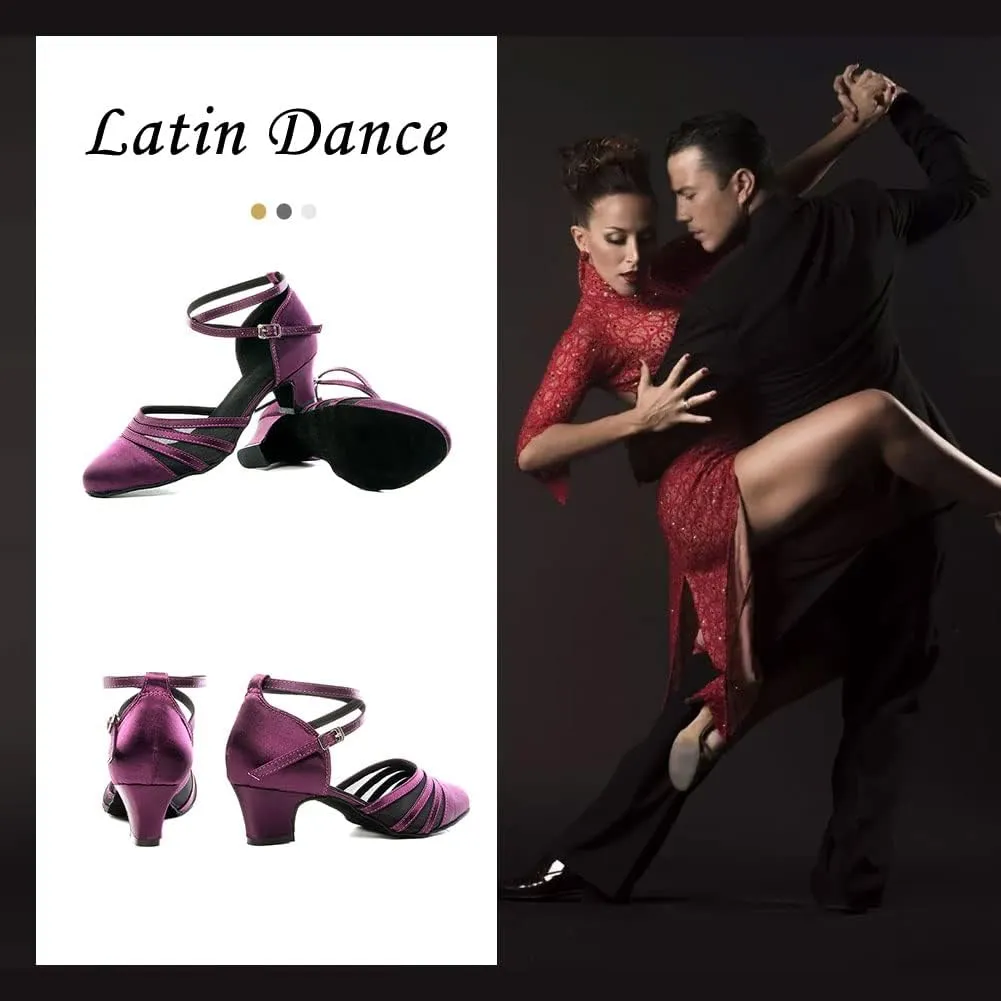 TINRYMX Women Latin Dance Shoes Closed Toe Salsa Tango Performance Party Ballroom Dance Shoes,Model-YCL117/L189