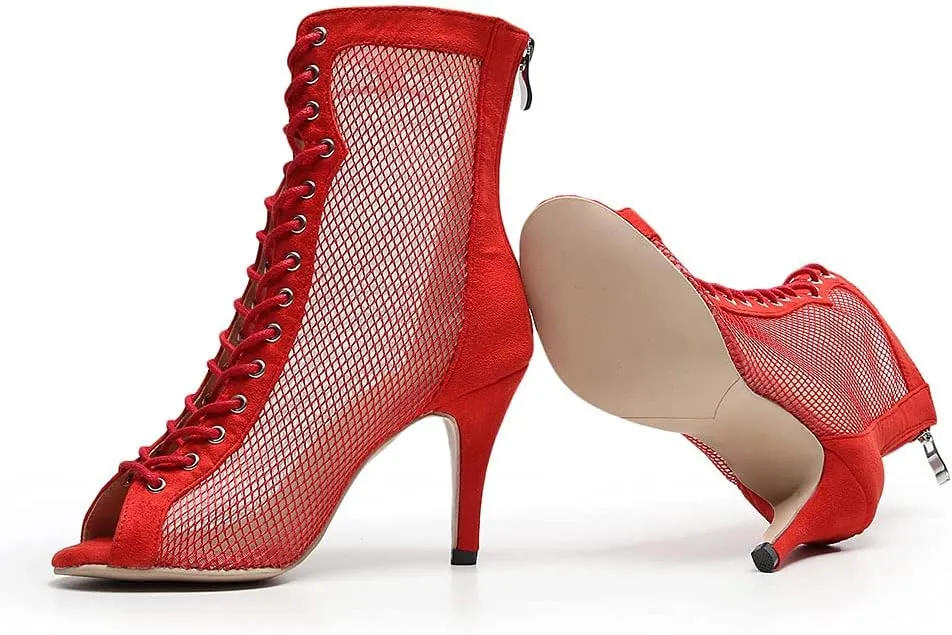 TINRYMX Womens Latin Dance Shoes Satin Tango Performance Professional Ballroom Salsa Dance Shoes,Model-QJW7179
