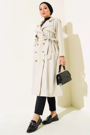 Trench Coat Stone with Piece Detail