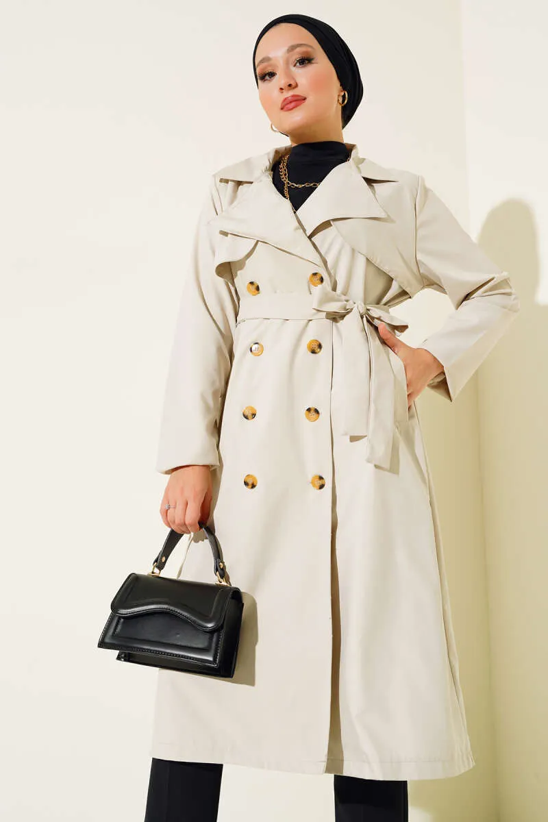 Trench Coat Stone with Piece Detail