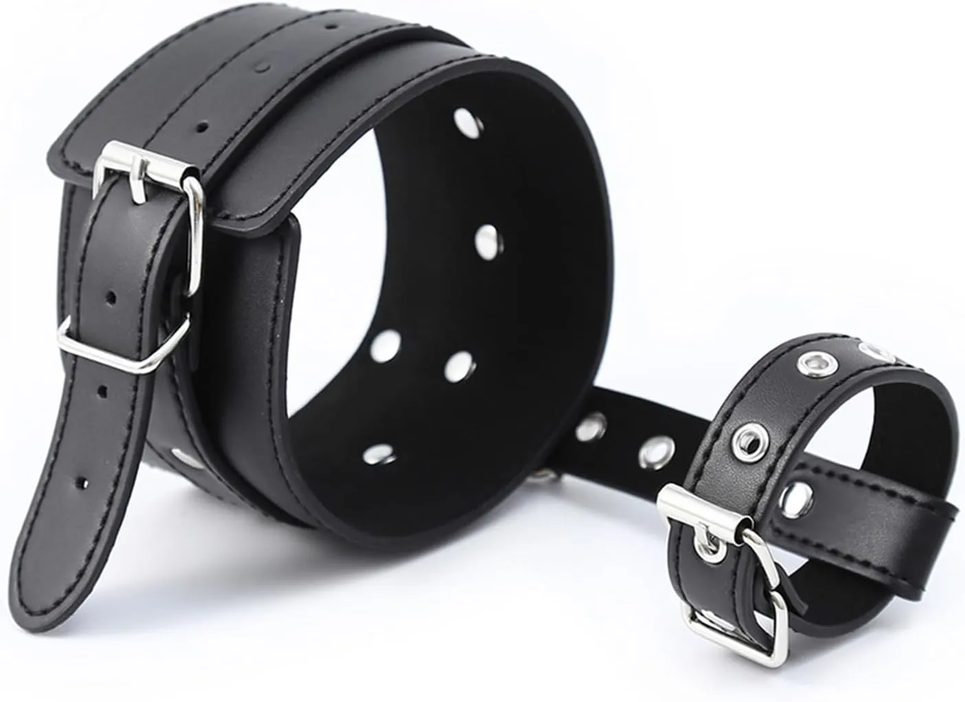 Trendy Leather Ankle Bracelet with Thumb/Toe Rings - Cosplay Cuffs Game Accessory