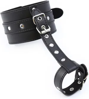 Trendy Leather Ankle Bracelet with Thumb/Toe Rings - Cosplay Cuffs Game Accessory