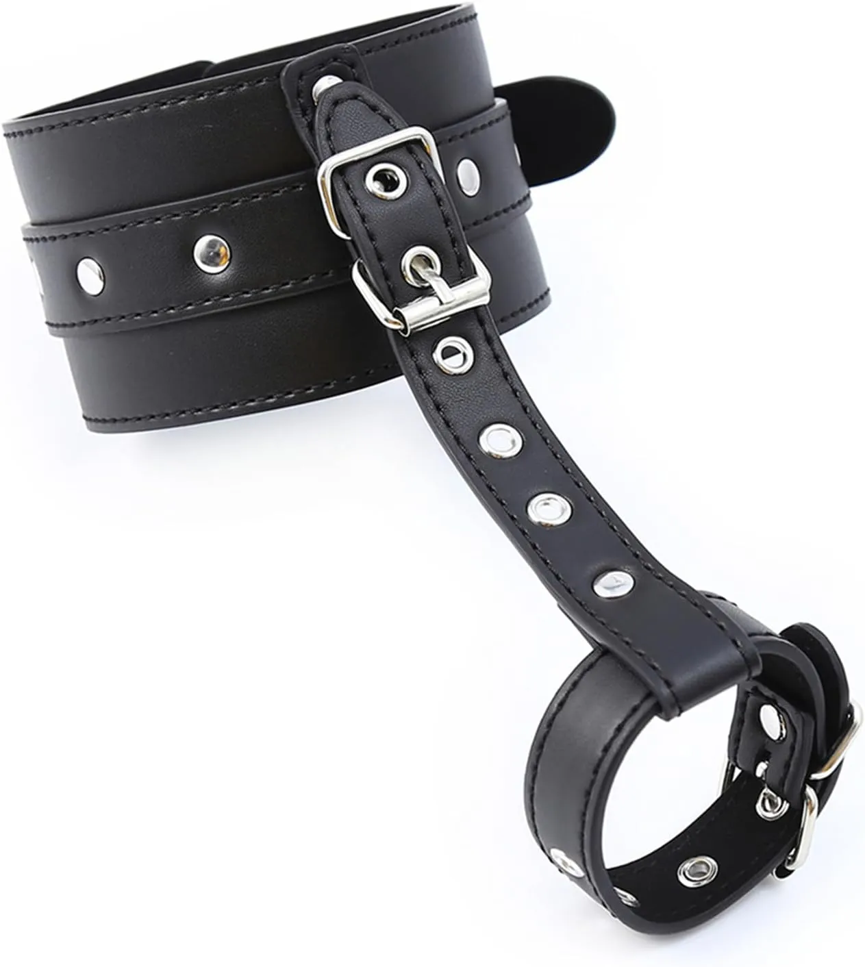 Trendy Leather Ankle Bracelet with Thumb/Toe Rings - Cosplay Cuffs Game Accessory