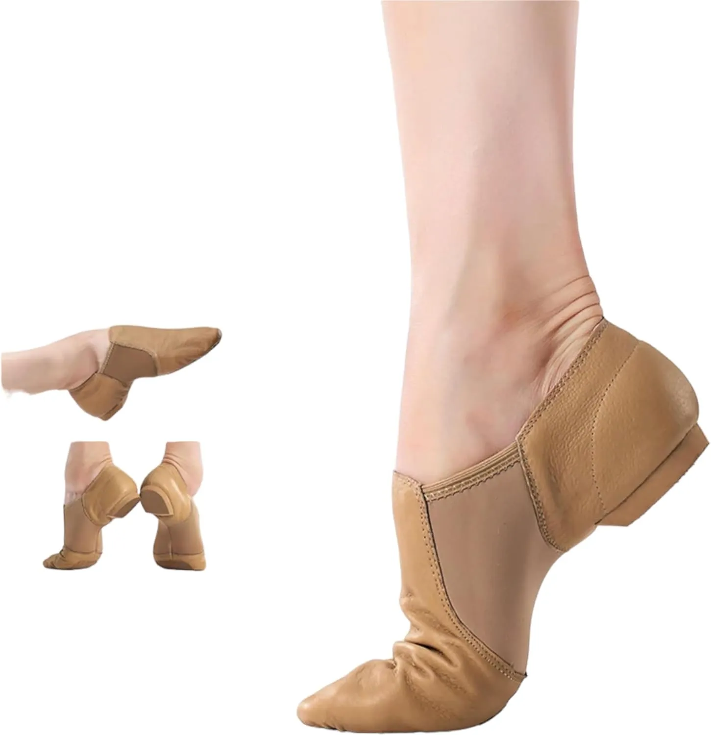 TW Leather Upper Slip on Jazz Shoe for Little Girls.