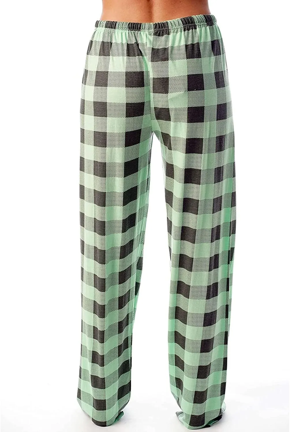 TWGONE Women's Pajamas Pants Casual Loose Comfy Wide Leg Plaid Pants Sleep Bell Bottom Lounge Cute Pajama Pants