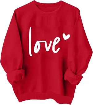 Valentines Sweatshirts for Women Crewneck Pullovers Love Heart Graphic Sweater Cute Sweatshirt Long Sleeve Tops