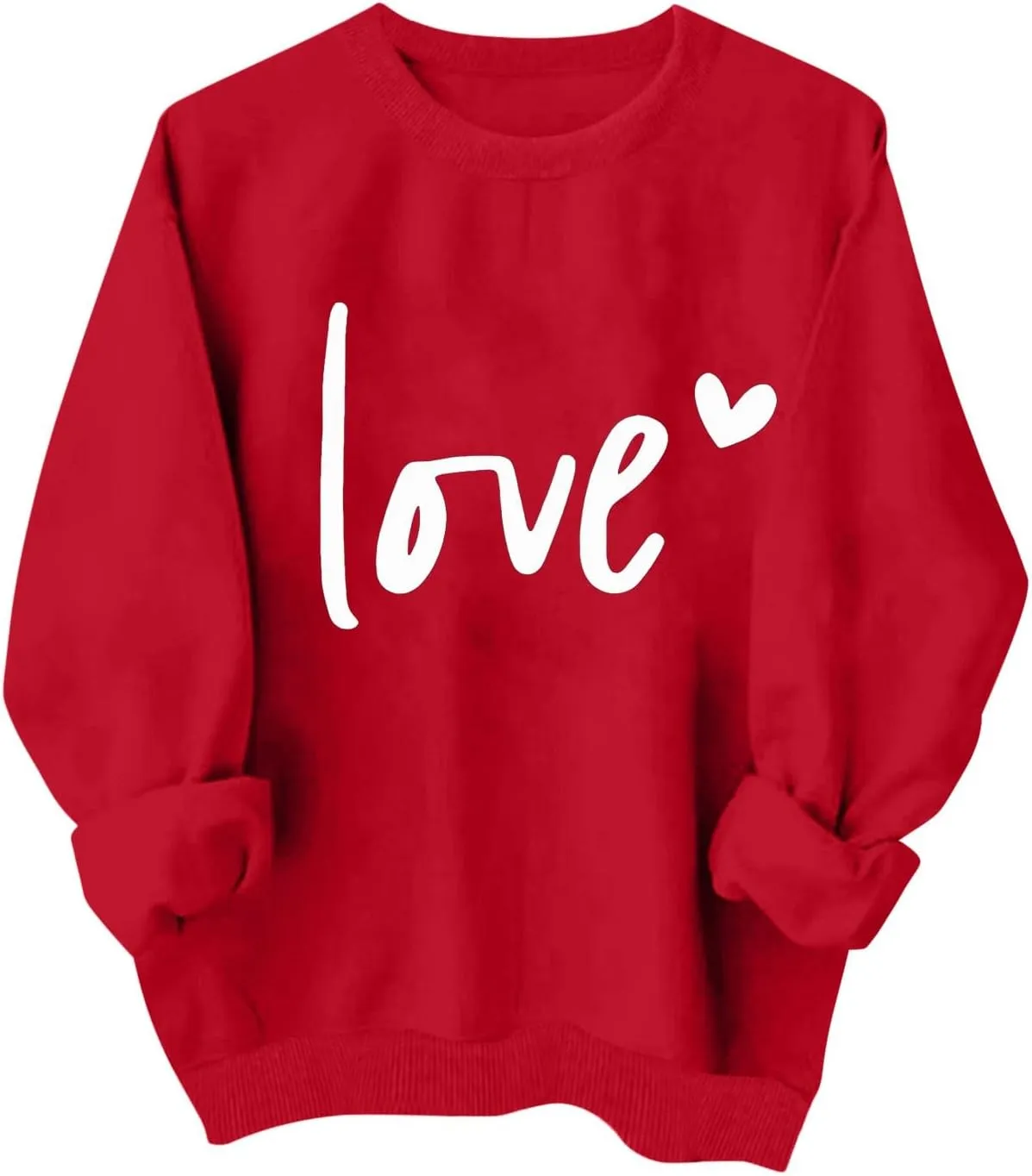 Valentines Sweatshirts for Women Crewneck Pullovers Love Heart Graphic Sweater Cute Sweatshirt Long Sleeve Tops
