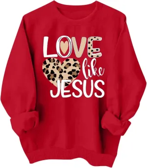 Valentines Sweatshirts for Women Crewneck Pullovers Love Heart Graphic Sweater Cute Sweatshirt Long Sleeve Tops