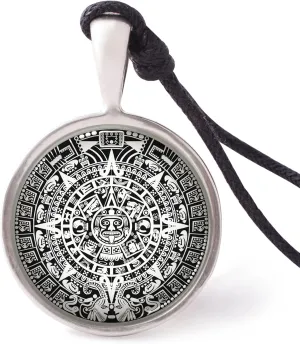 Vietsbay's Mayan Calendar Necklace Pendants Pewter Silver