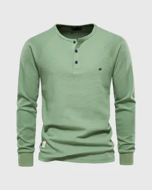 Waffle Henley Long Sleeve T-Shirt