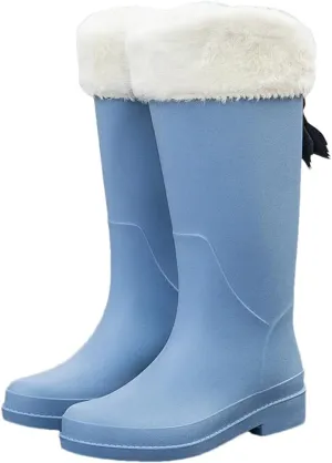 Wjnvfioo Fashion Women's Long Tube Thick Bottom Non-Slip Rainy Season Outdoor Rain Boots Waterproof Rain Boots Work Rain Boots