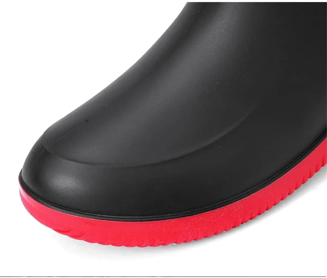Wjnvfioo Men's Casual Waterproof Rain Boots Fashion Outdoor Fishing Shoes Work Ankle Boots Anti-Slip Water Shoes