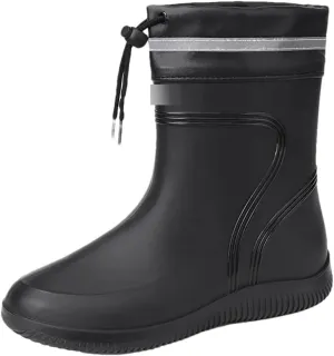 Wjnvfioo Men's Casual Waterproof Rain Boots Fashion Outdoor Fishing Shoes Work Ankle Boots Anti-Slip Water Shoes