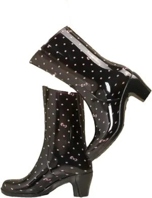 Women Outdoor Mid-Tube Waterproof Rain Boots PVC High-Heeled Rain Boots Korean Version All-Match