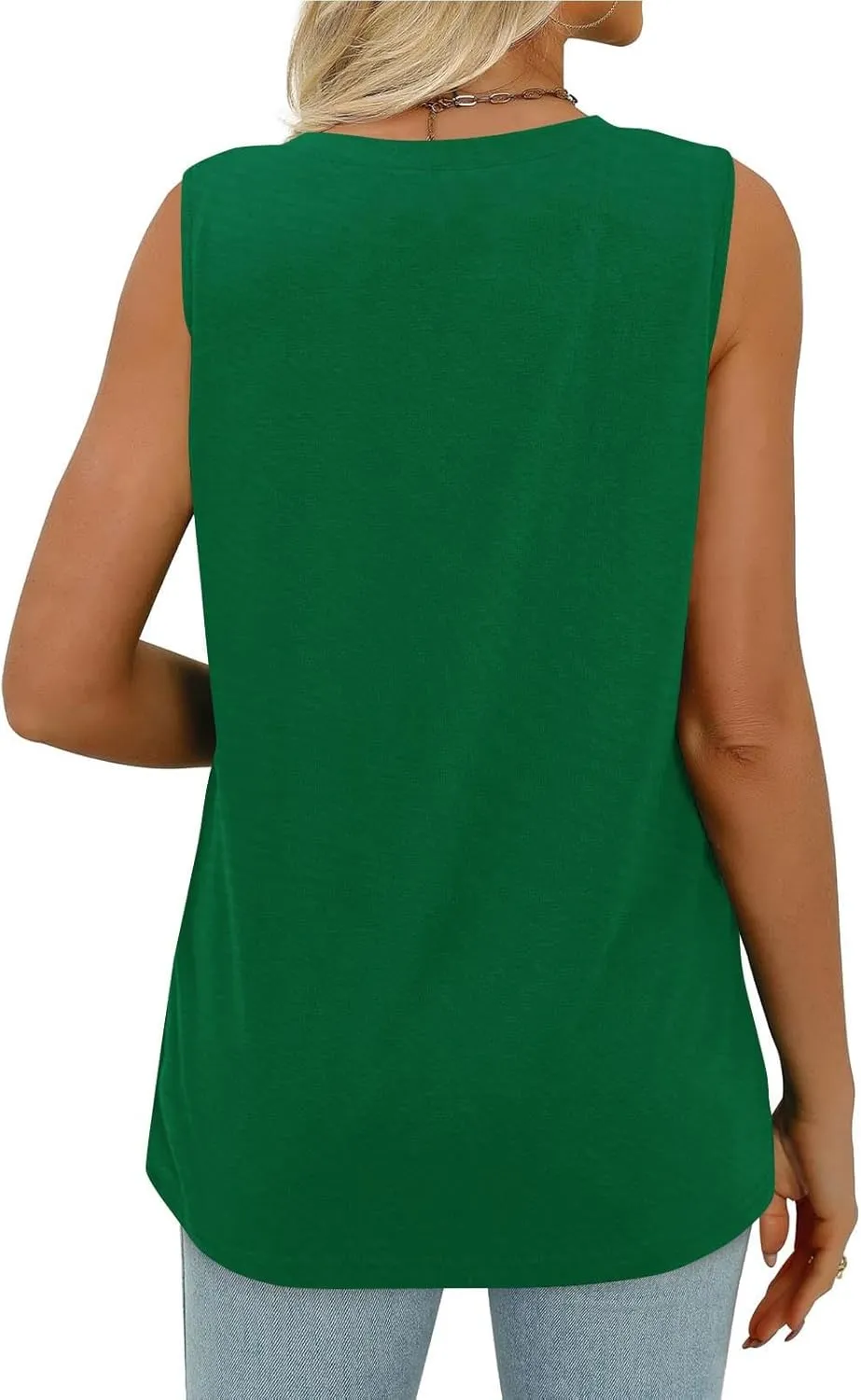 Women V Neck Summer Tank Tops Loose Fitting Sleeveless Flowy Tunic Dressy Casual Long Shirt Blouses Trendy Clothing