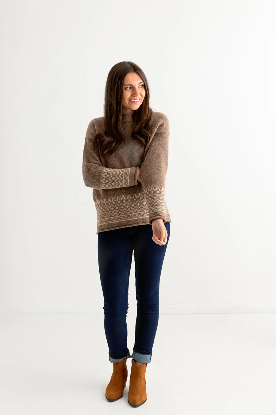 Womens Braemar Fair Isle Jumper - Brown