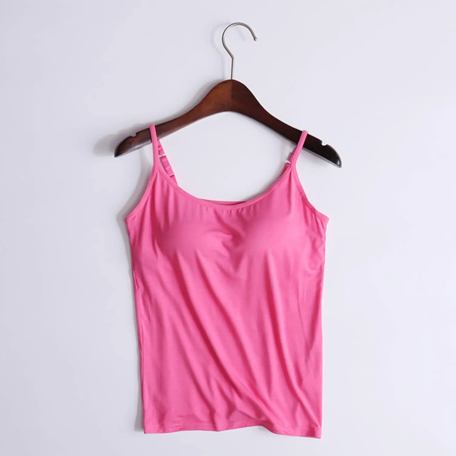 Women's Built-in Bra Tank Tops Adjustable Strap Wireless Camisole Padded Workout Yoga Daily Shelf Bra Undershirts